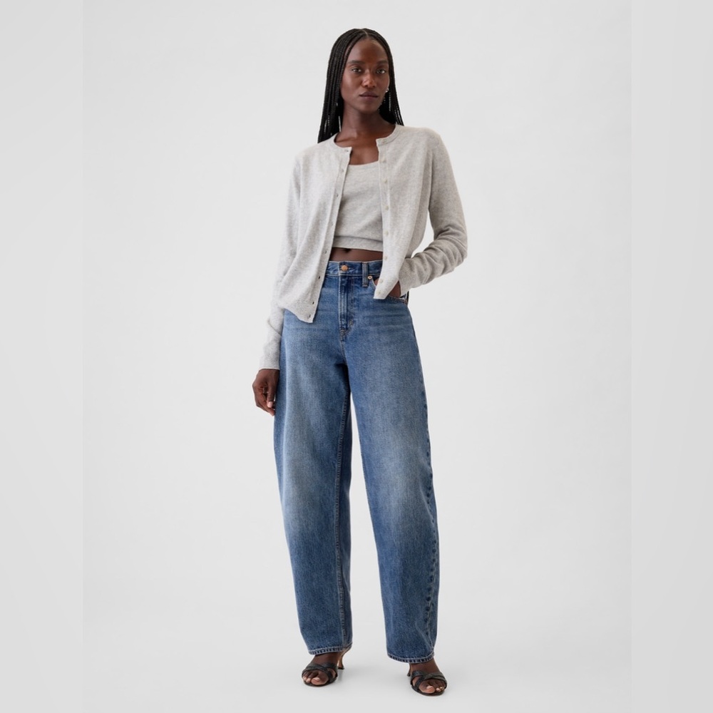 Gap Barrel High Rise Jean, Medium Indigo, Size 26 (2R)